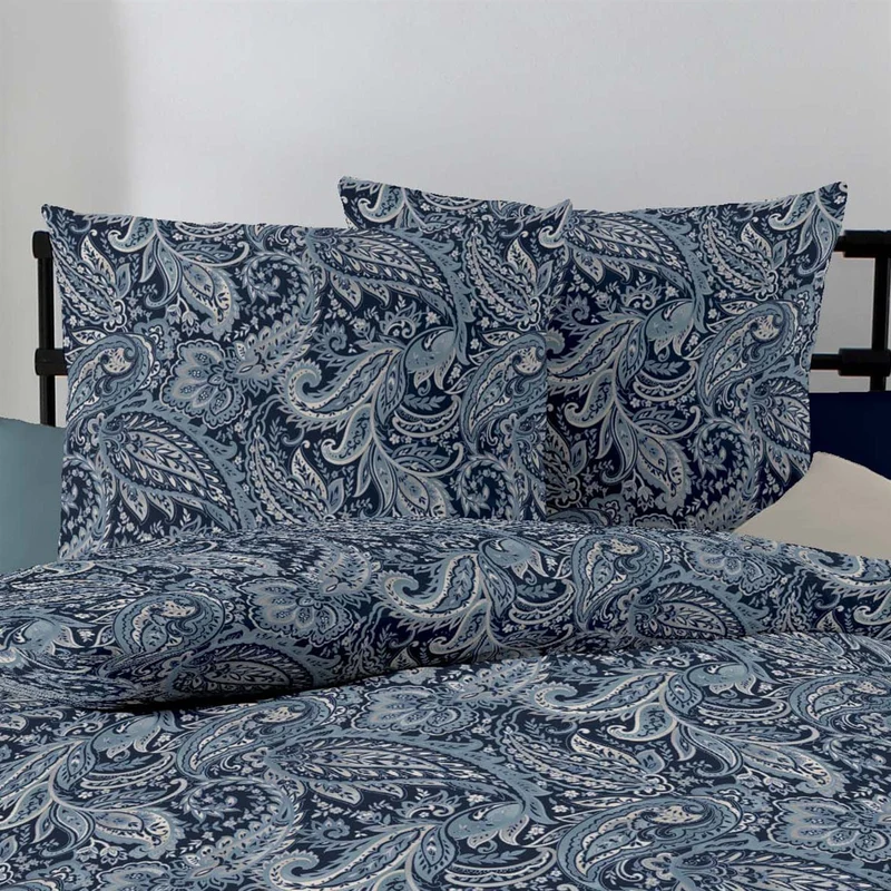 Bettwäsche Interlock Jersey Glory Blau mit Paisleymuster 135 x 200 cm