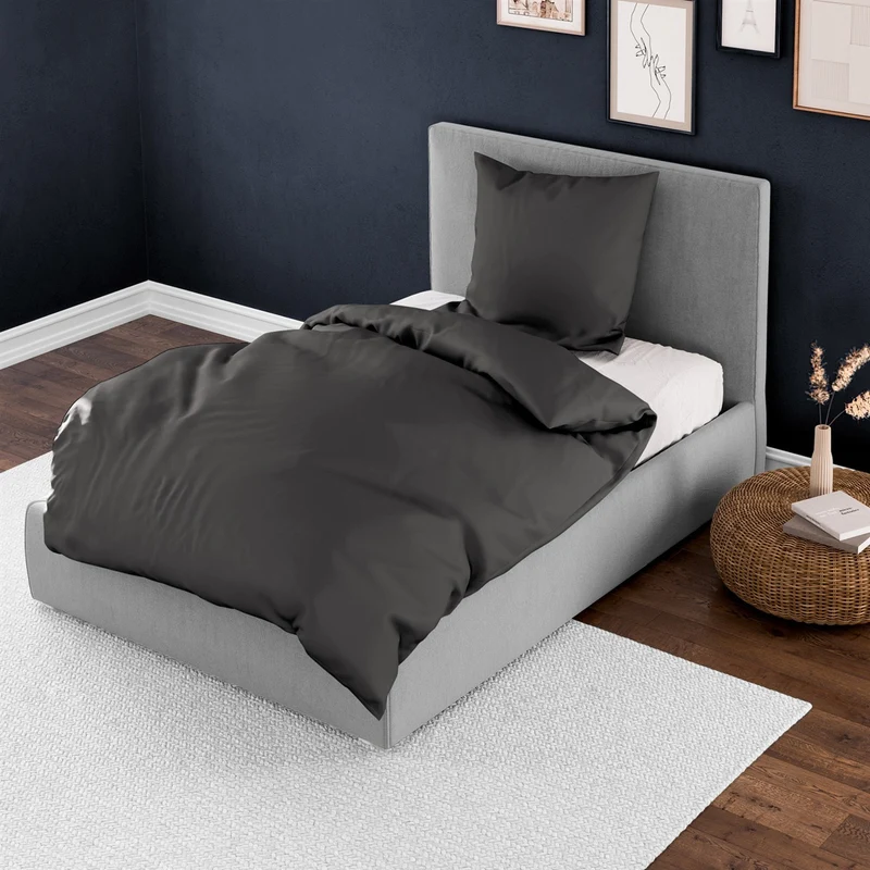 Bettwäsche Bierbaum Mako Satin 3899-12 grafit unifarben