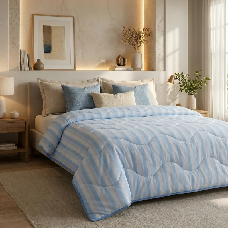 Wasbaar Zomerdekbed | Cooling | Stripe Blue