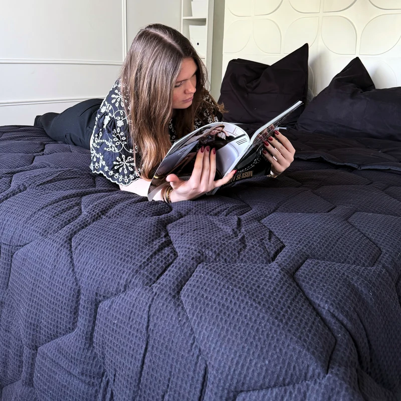 HappyBed Dekbed | Wafel Black | Voor het hele jaar