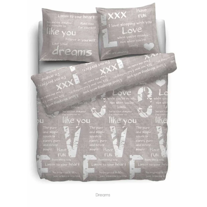 HnL Renforcé Wendebettwäsche Dreams Taupe 135x200 + 80x80 cm