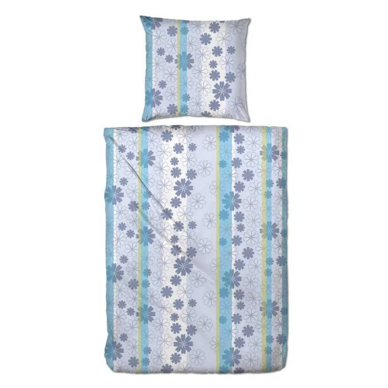 Microfaser Bettwäsche Blumen Gestreift Marine 4tlg. 135x200 cm 135x200 cm + 80x80 cm