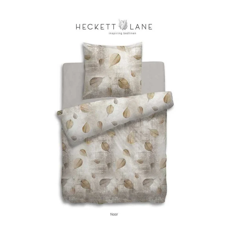 HnL Flanell Bettwäsche Blätter Noor Nature Beige 135x200 cm + 80x80 cm