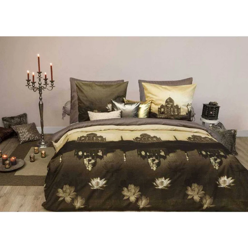 HnL Mako Satin Bettwäsche Taj Mahal Beige 135x200 cm + 80x80 cm