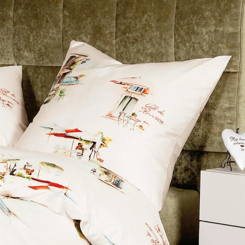 Bettwäsche Mako Satin modern Natur mit Stadtmotiv 135 x 200 cm