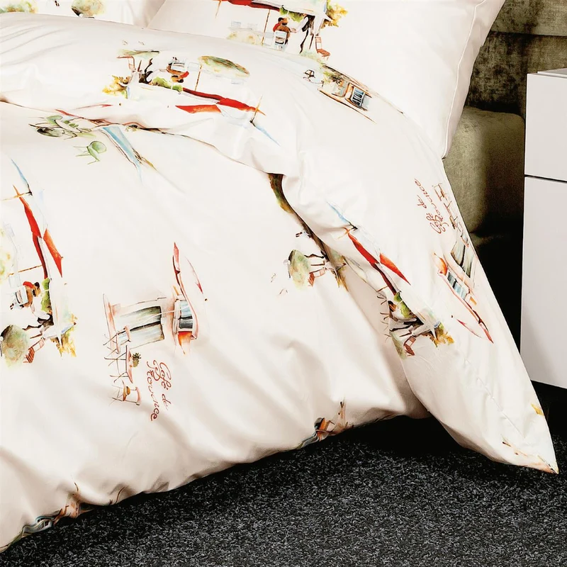 Bettwäsche Mako Satin modern Natur mit Stadtmotiv 135 x 200 cm