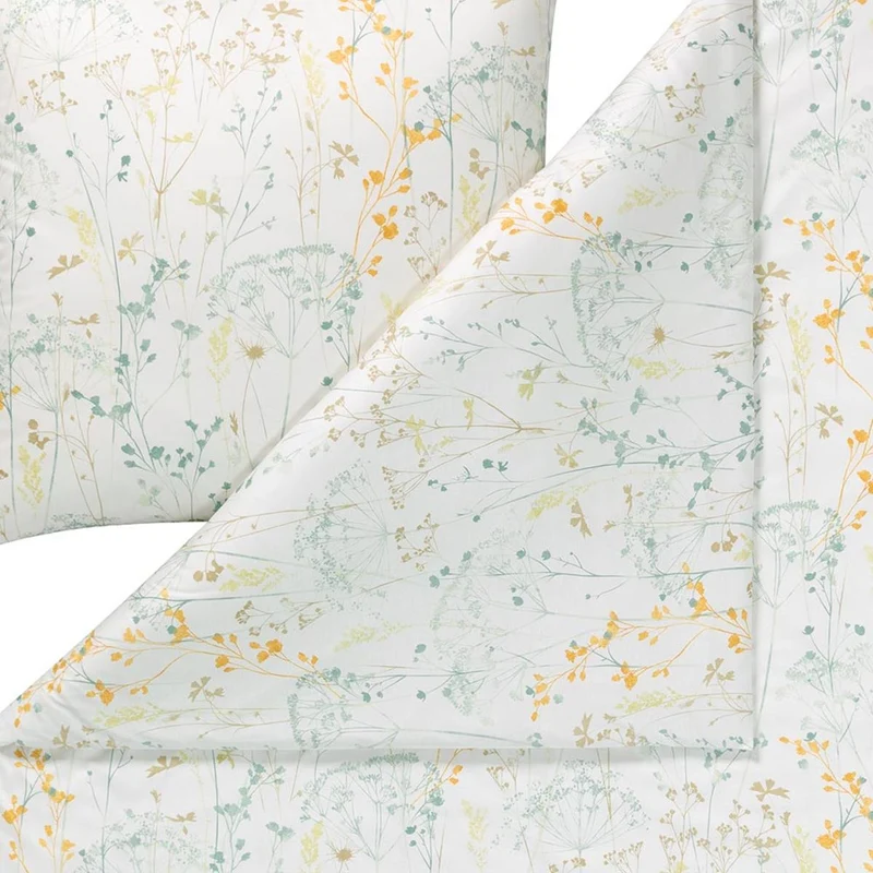 Bettwäsche Interlock Jersey Nadine Grün mit floralem Muster 135 x 200 cm