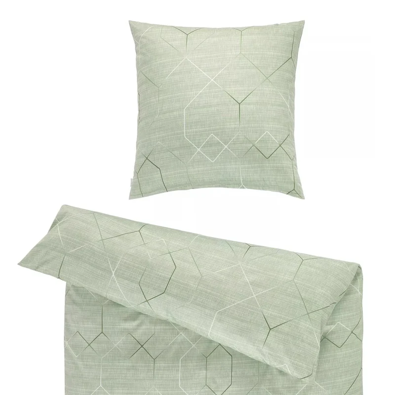 Bettwäsche Interlock Jersey Titus Grün mit Rautenmuster 135 x 200 cm
