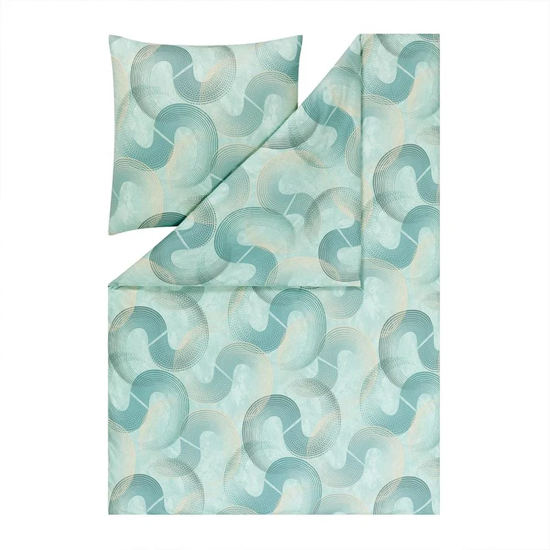 Bettwäsche Interlock Jersey Tobias Mint mit Wellenmuster 135 x 200 cm