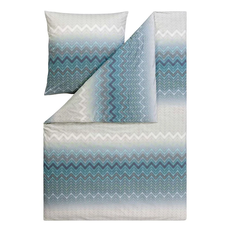 Bettwäsche Interlock Jersey Luna Grün mit Zickzackmuster 155 x 220 cm