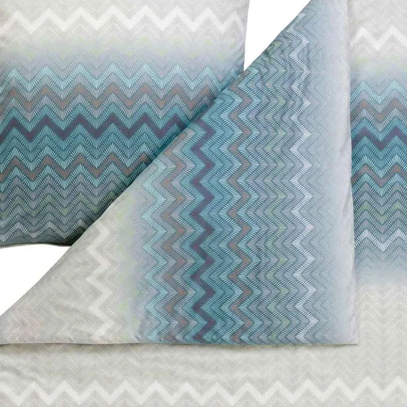 Bettwäsche Interlock Jersey Luna Grün mit Zickzackmuster 155 x 220 cm