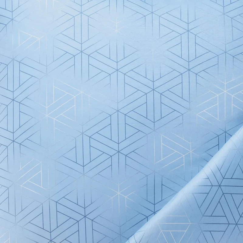 Bettwäsche Interlock Jersey Pippa Blau mit geometrischem Muster 135 x 200 cm