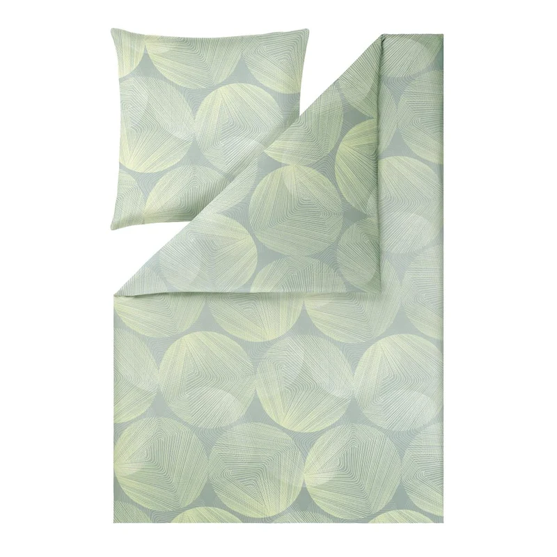 Bettwäsche Interlock Jersey Dora Blau mit Kreismuster 135 x 200 cm