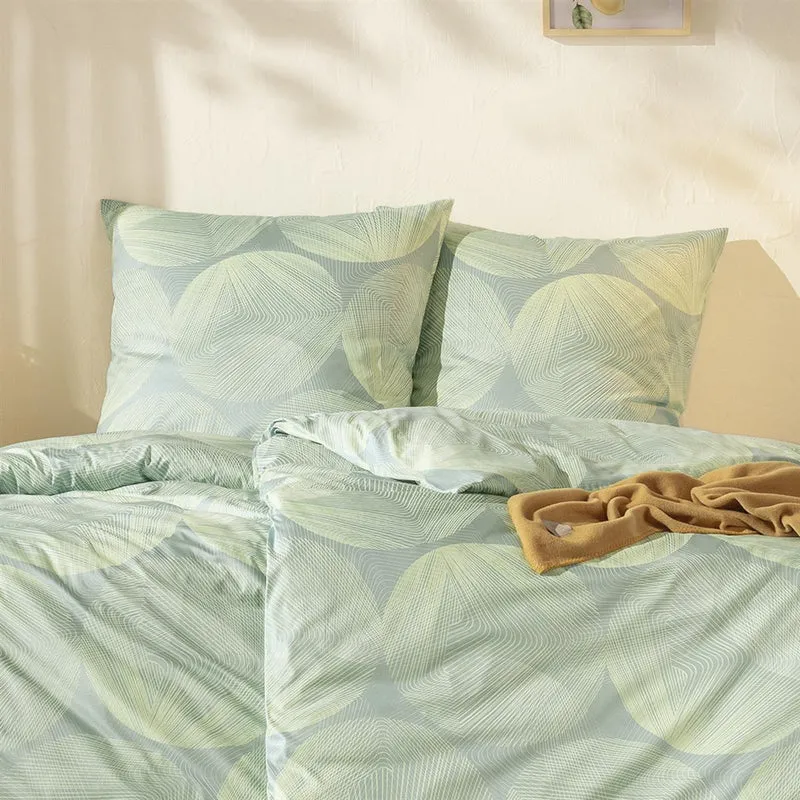 Bettwäsche Interlock Jersey Dora Blau mit Kreismuster 135 x 200 cm