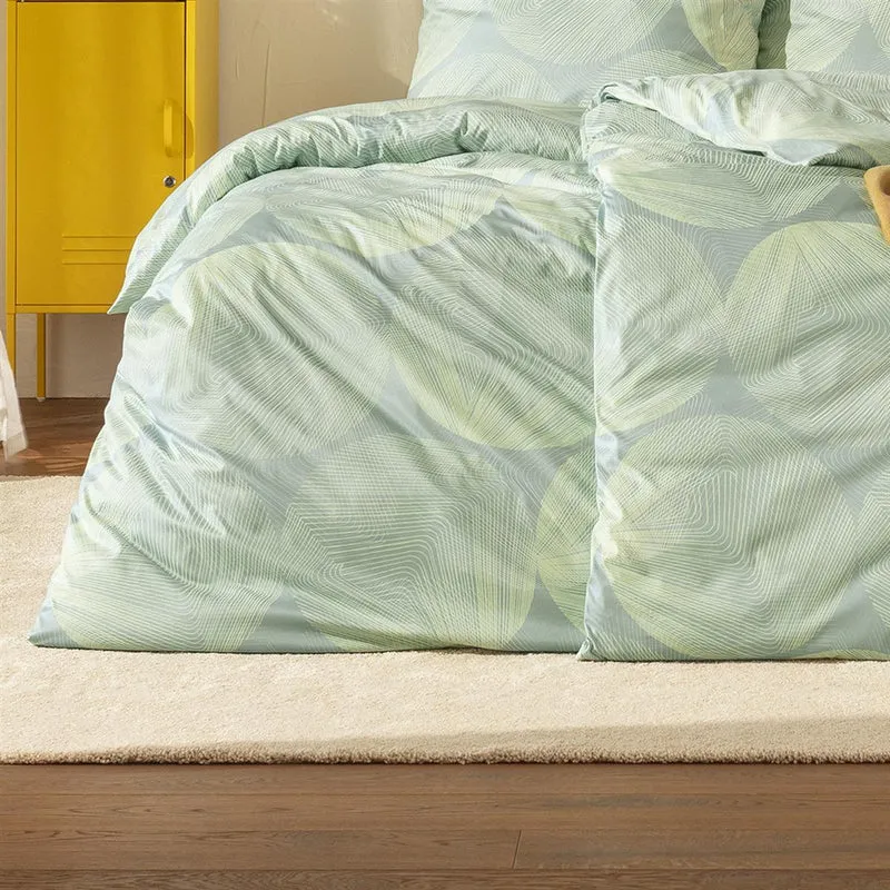 Bettwäsche Interlock Jersey Dora Blau mit Kreismuster 135 x 200 cm