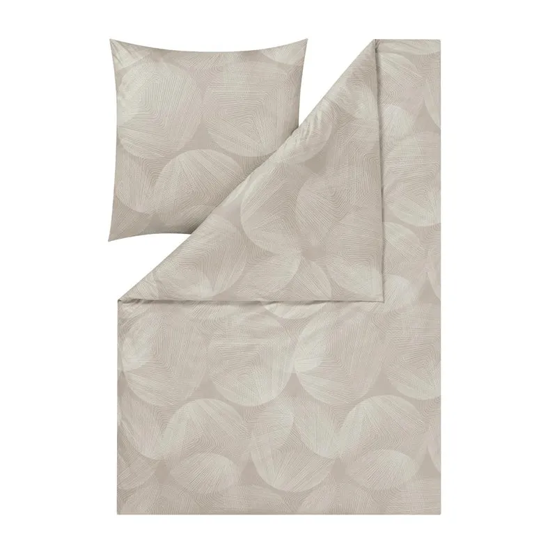Bettwäsche Interlock Jersey Dora Natur mit Kreismuster 135 x 200 cm