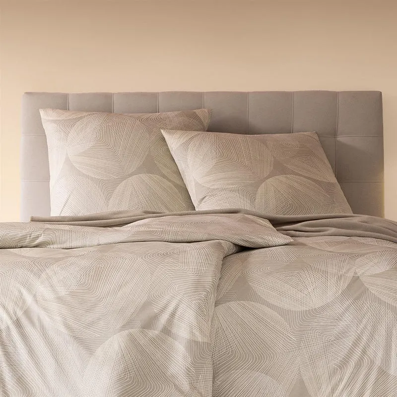 Bettwäsche Interlock Jersey Dora Natur mit Kreismuster 135 x 200 cm