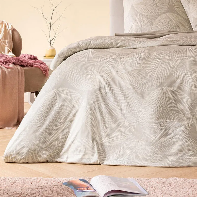 Bettwäsche Interlock Jersey Dora Natur mit Kreismuster 135 x 200 cm