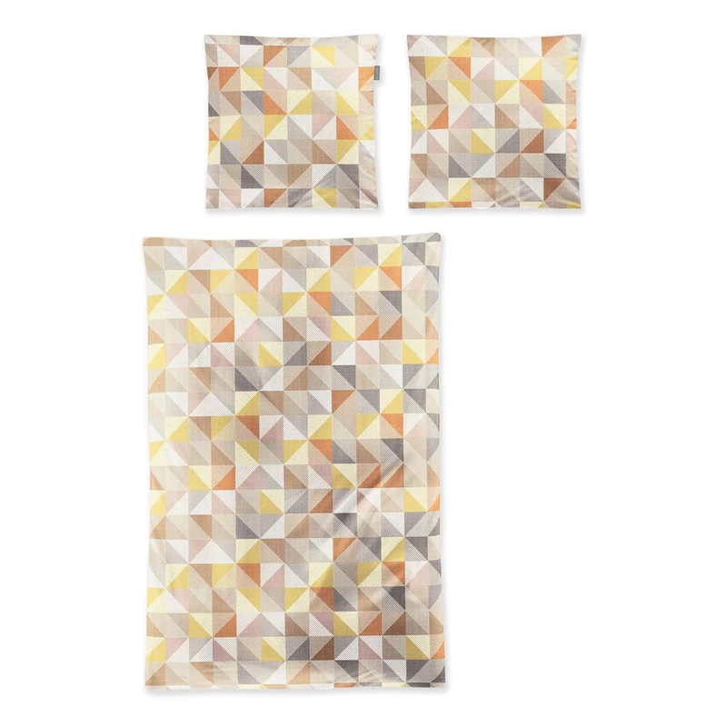 Biber Bettwäsche Meran orange mit geometrischem Muster 135 x 200 cm