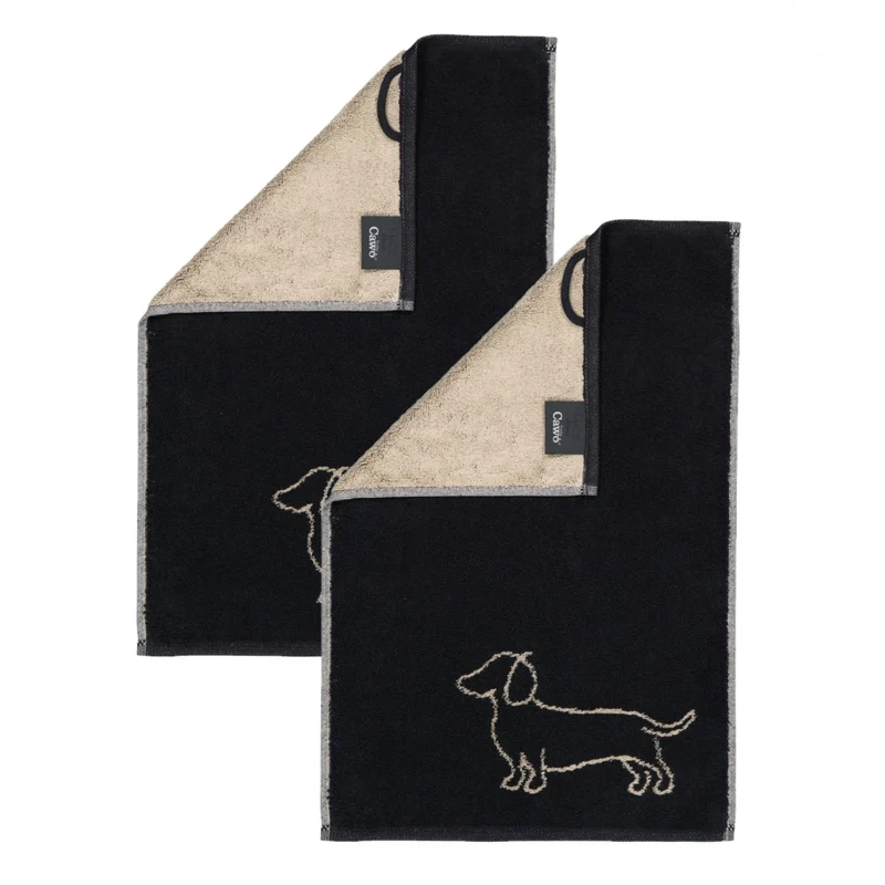 2er Gästetuch-Set 30 x 50 cm We Love Dogs Companion Dackel Schwarz