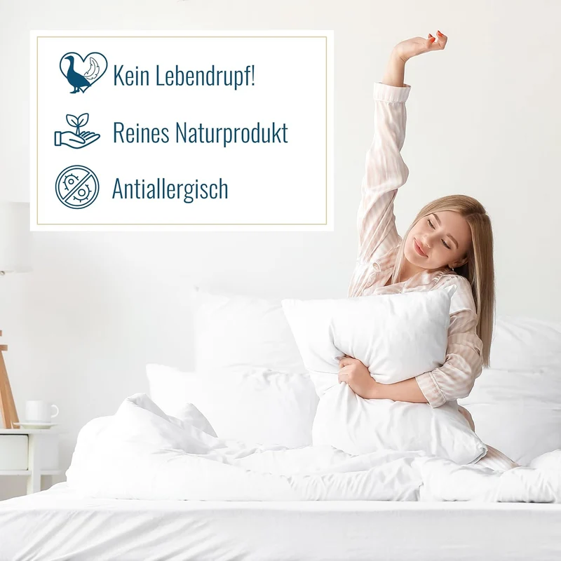 Extra dickes Kopfkissen 1600g 100% neue sibirische Federn 80x80 fest