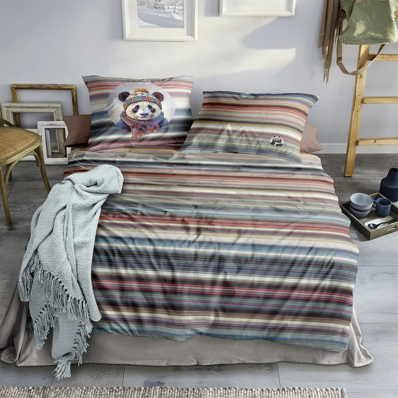 Bettwäsche Flausch Cotton Zobel Mehrfarbig mit Streifenmuster 135 x 200 cm