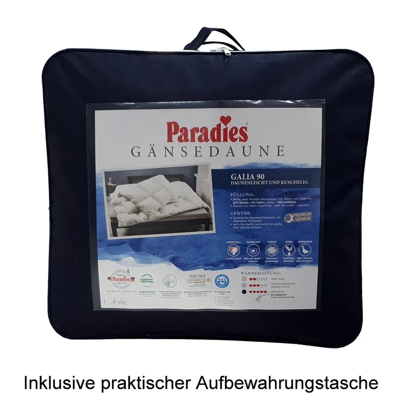 Daunendecke 135 x 200 cm Galia Ganzjahr 90% Gänsedaunen