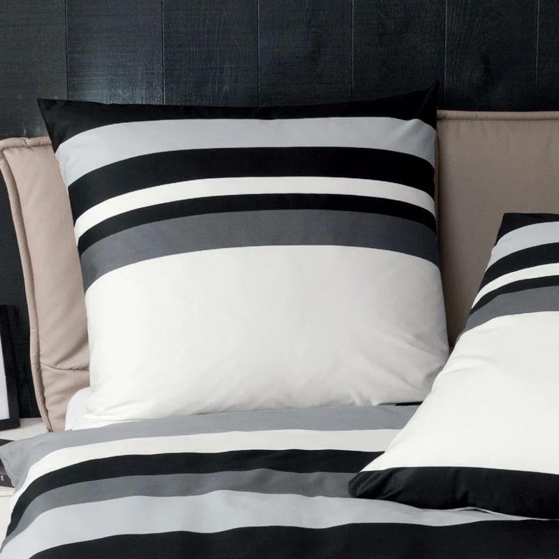 Bettwäsche Mako Satin J.D Weiß mit Streifenmuster 135 x 200 cm, 155 x 220 cm, 200 x 200 cm