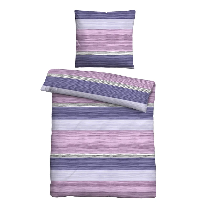 Bettwäsche Renforce Lila mit Streifenmuster 155 x 220 cm