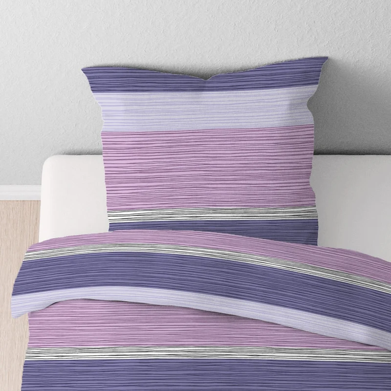 Bettwäsche Renforce Lila mit Streifenmuster 155 x 220 cm