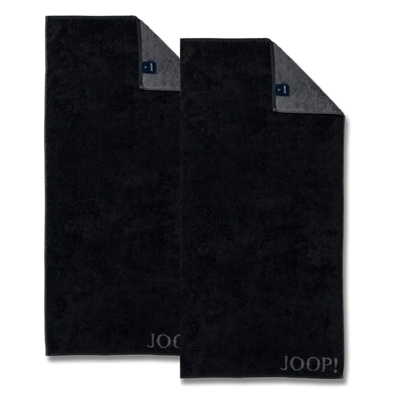 2er Handtuch-Set 50 x 100 cm Classic Schwarz Anthrazit
