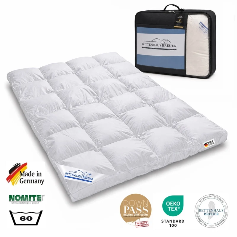 Daunendecke 135 x 200 cm Hochsteg extra warm 90% Daunen