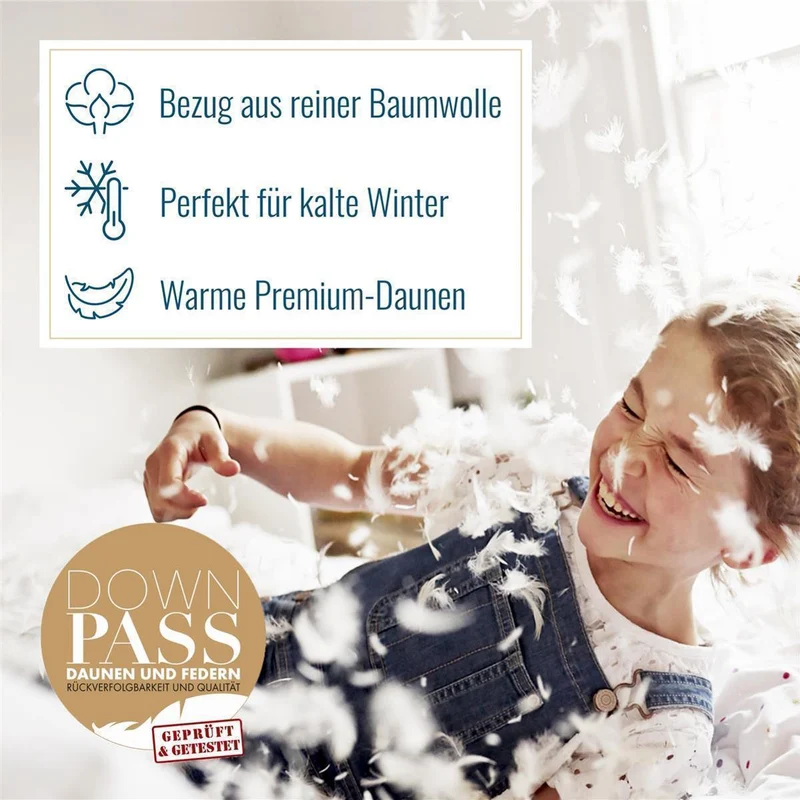 Daunendecke 155 x 220 cm Hochsteg extra warm 90% Daunen
