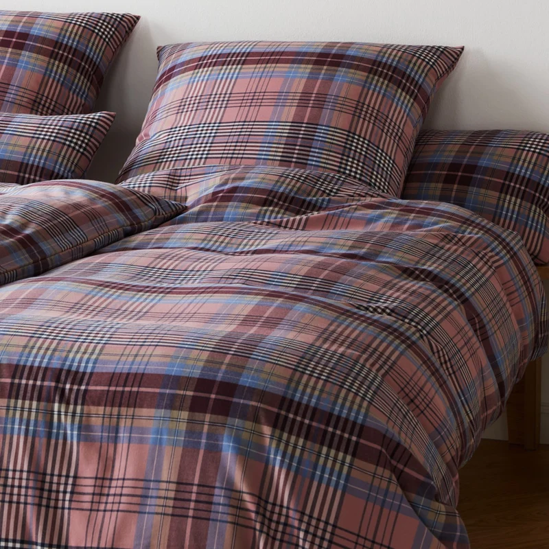 Bettwäsche Flanell Holmes Rot mit Karomuster 135 x 200 cm
