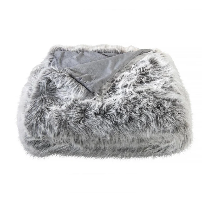Felldecke Star Home Wohndecke Silberwolf Webpelz Fell Wolf 150x200