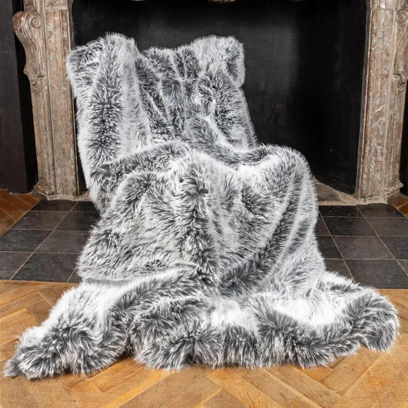 Felldecke Star Home Wohndecke Silberwolf Webpelz Fell Wolf 150x200