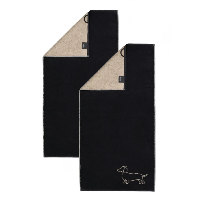 2er Handtuch-Set 50 x 100 cm We Love Dogs Companion Dackel Schwarz