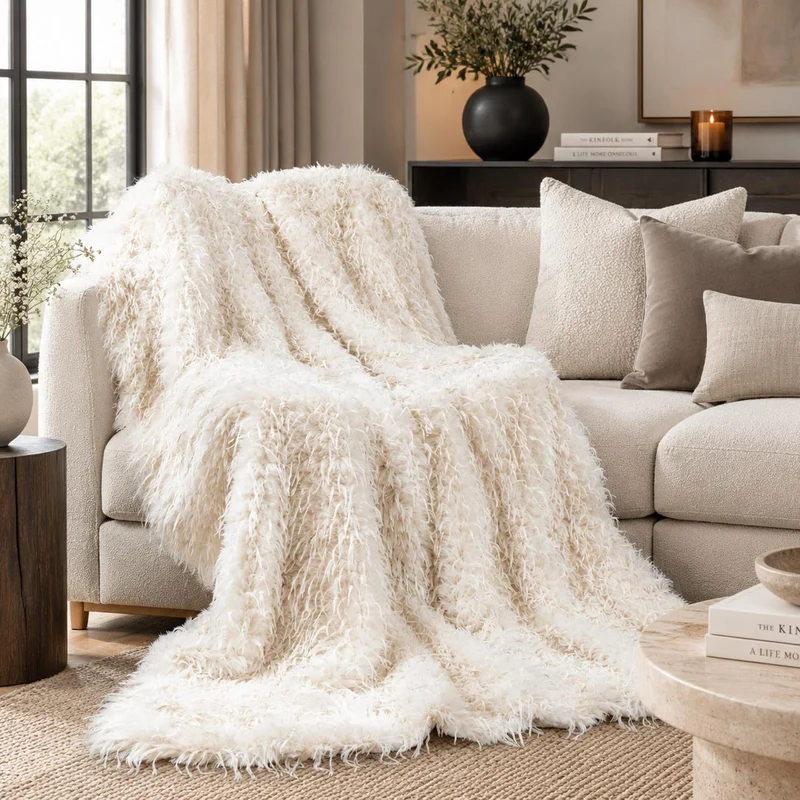 Felldecke Star Home Wohndecke Webpelz Emu Vogel natur 150x200