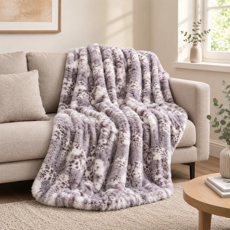 Felldecke Star Home Wohndecke Irbis Webpelz Fell Schneeleopard 150x200