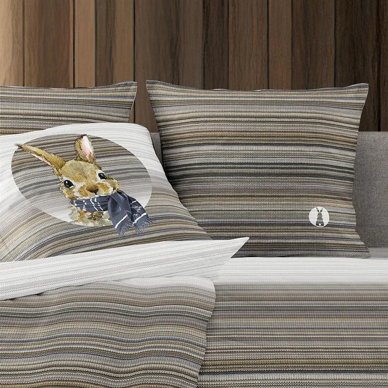 Bettwäsche Flausch Cotton Zobel Braun mit Streifenmuster 135 x 200 cm