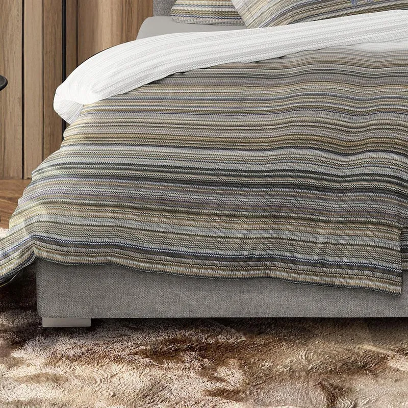 Bettwäsche Flausch Cotton Zobel Braun mit Streifenmuster 135 x 200 cm