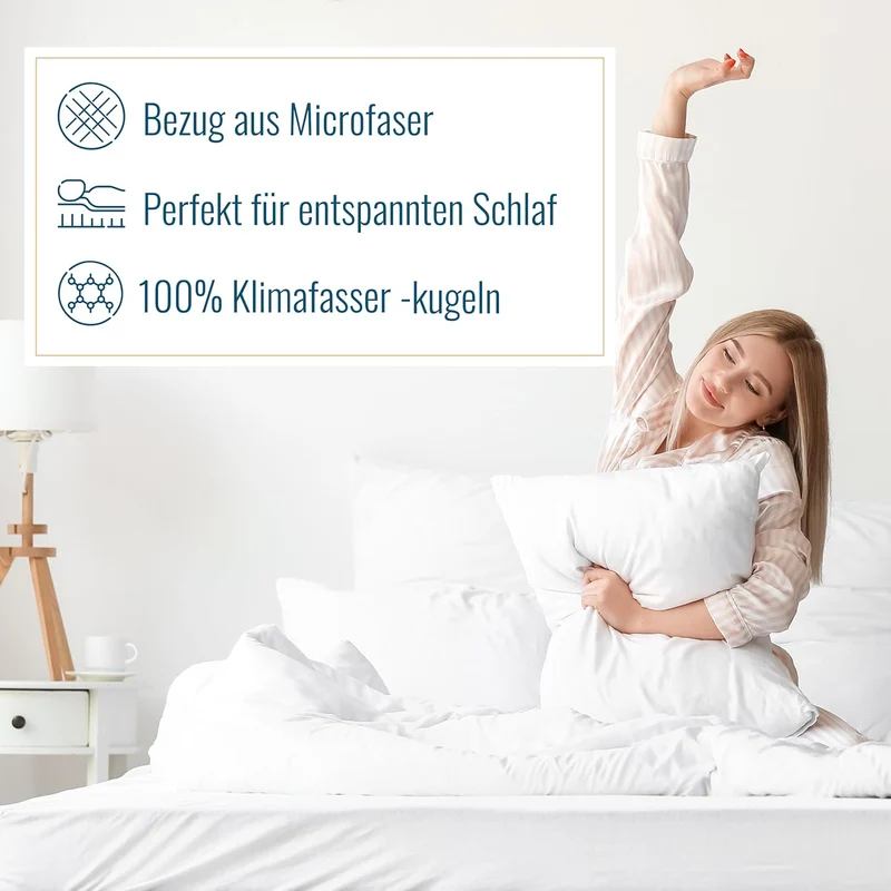 Sympathica Allergiker Kopfkissen atmungsaktive Klimafaser 40x80 60°C