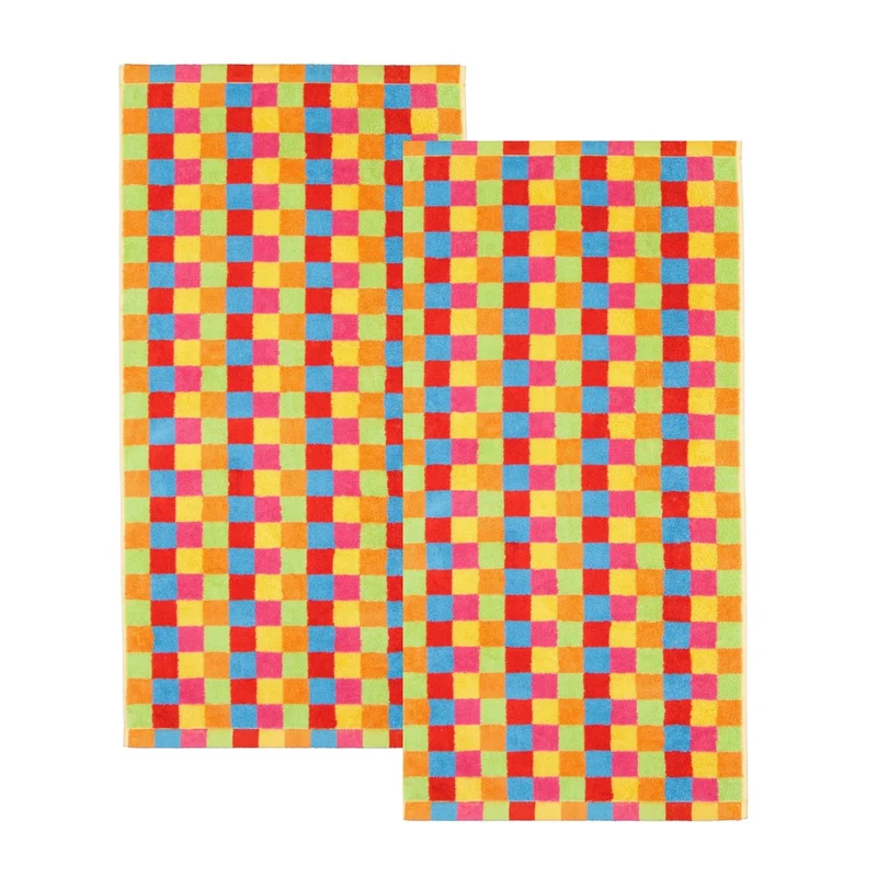 2er Handtuch-Set 50 x 100 cm Life Style Kariert Mehrfarbig