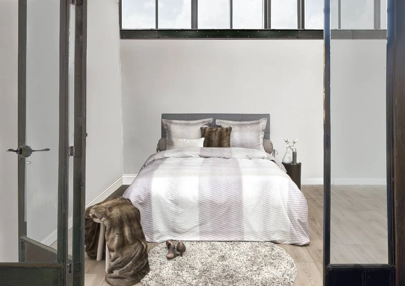 HnL Satin Bettwäsche Arras Karo Taupe