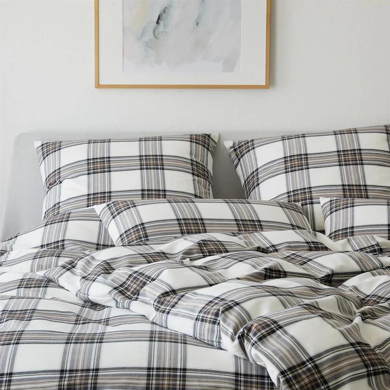 Bettwäsche Flanell Westminster Braun mit Karomuster 135 x 200 cm