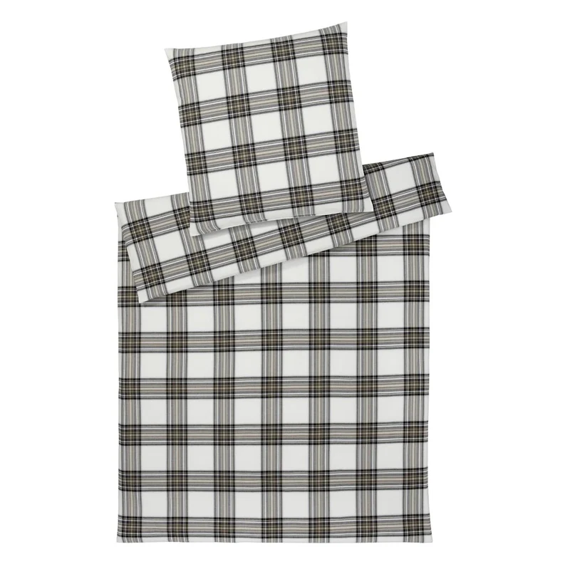 Bettwäsche Flanell Westminster Braun mit Karomuster 135 x 200 cm
