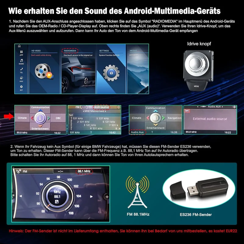 Qualcomm 8-Kern 8GB+128GB Erisin Android 16 Autoradio Bluetooth GPS Navi für BMW E60 E61 E63 E64 E90