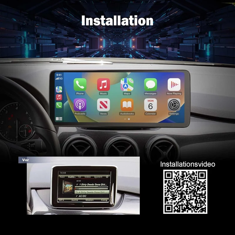 Erisin 12.3 Zoll Qualcomm 8-Kern 8GB+128GB Android 16 Autoradio GPS Navigation Bluetooth 5.1 für Mer