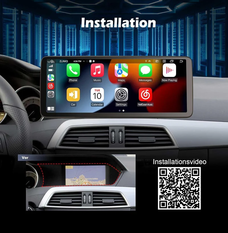 Erisin 12,3 Zoll Qualcomm 8-Kern 8GB+128GB Android 16 Autoradio Bluetooth GPS Navigation für Mercede