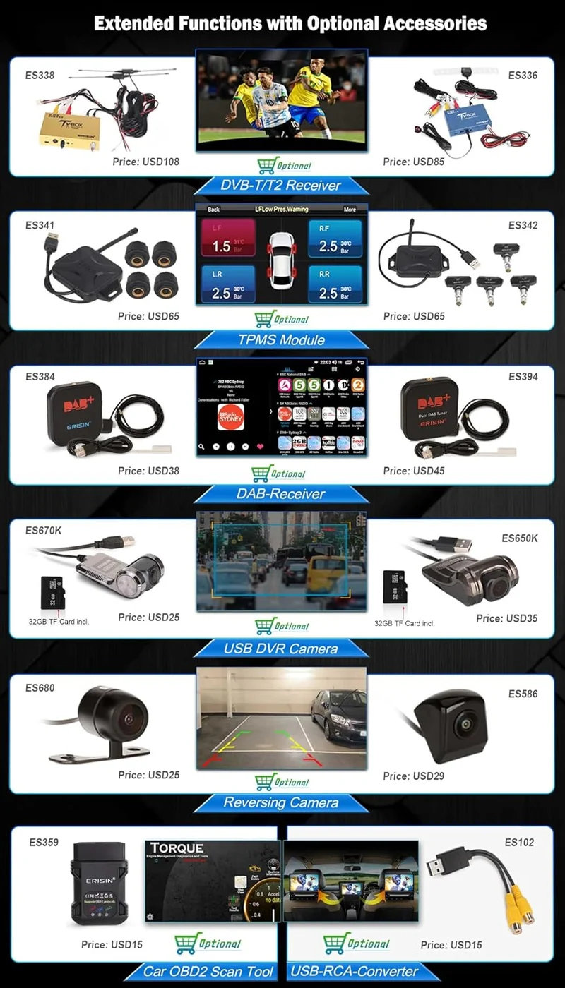 Erisin Android 16 Autoradio Für Opel Astra H Combo Corsa C Corsa D Signum Zafira Vectra Vivaro 8 Ker